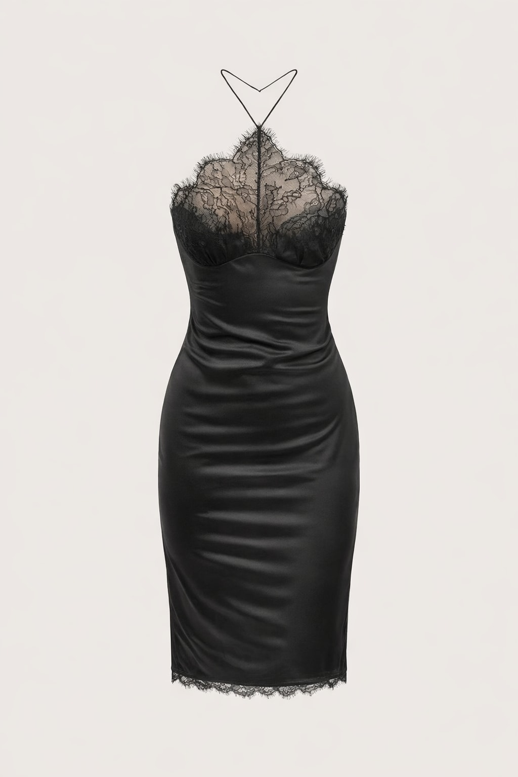 Synthetic Fiber Black Sleeveless Halter Bodycon Dress - 1