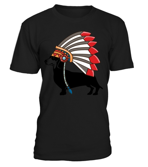Dachshund Dog Native American Indian Feathers Hat T-Shirt