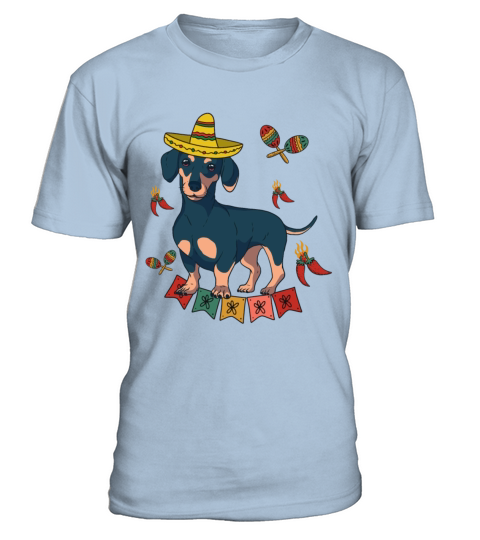 Dachshund Mexican Sombrero Cinco De Mayo Wiener T-Shirt - Blue Sky