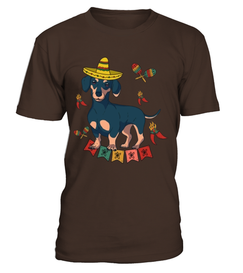 Dachshund Mexican Sombrero Cinco De Mayo Wiener T-Shirt - Dark Chocolate