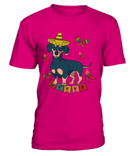 Dachshund Mexican Sombrero Cinco De Mayo Wiener T-Shirt - Dark Pink