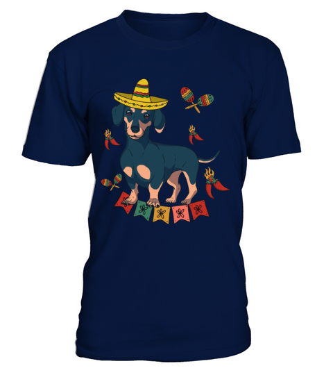 Dachshund Mexican Sombrero Cinco De Mayo Wiener T-Shirt - Navy