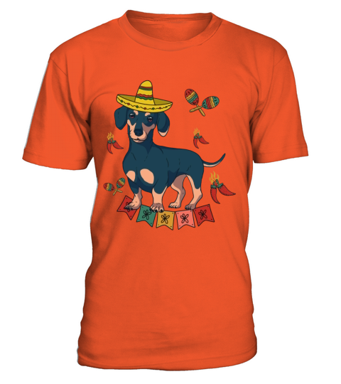 Dachshund Mexican Sombrero Cinco De Mayo Wiener T-Shirt - Orange