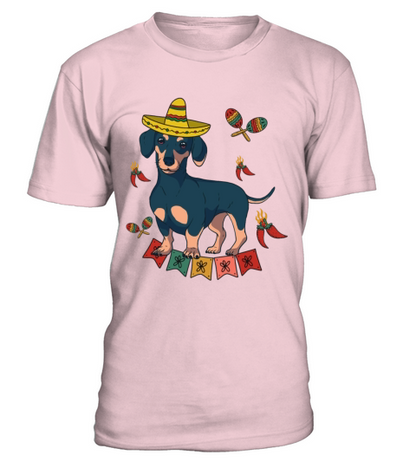 Dachshund Mexican Sombrero Cinco De Mayo Wiener T-Shirt - Pale Pink