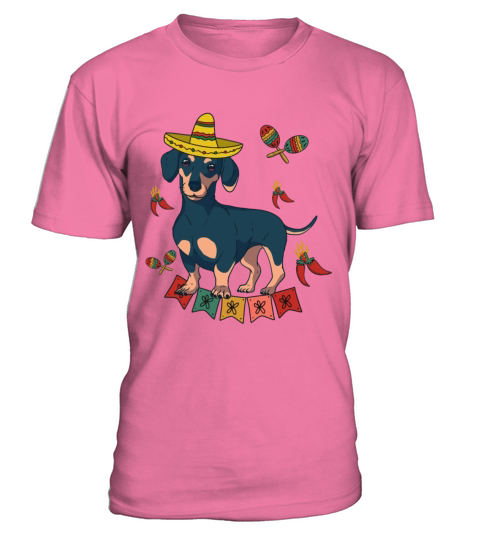 Dachshund Mexican Sombrero Cinco De Mayo Wiener T-Shirt - Pink Azalea