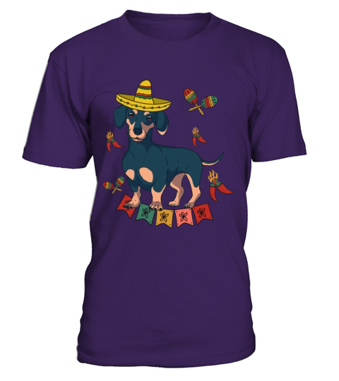 Dachshund Mexican Sombrero Cinco De Mayo Wiener T-Shirt - Purple