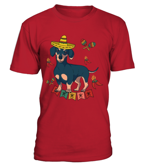 Dachshund Mexican Sombrero Cinco De Mayo Wiener T-Shirt - Red