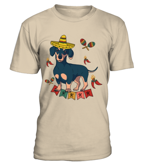 Dachshund Mexican Sombrero Cinco De Mayo Wiener T-Shirt - Sand