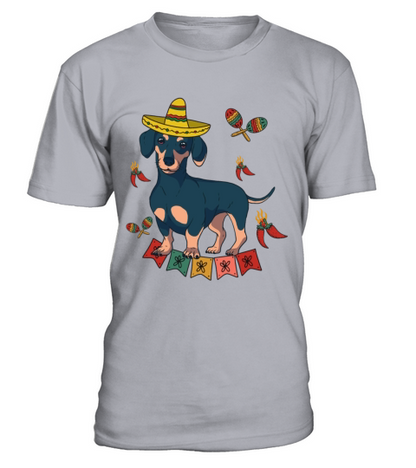 Dachshund Mexican Sombrero Cinco De Mayo Wiener T-Shirt - Sport Grey