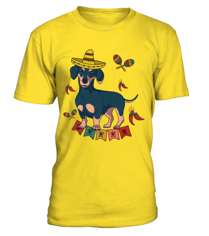 Dachshund Mexican Sombrero Cinco De Mayo Wiener T-Shirt - Yellow