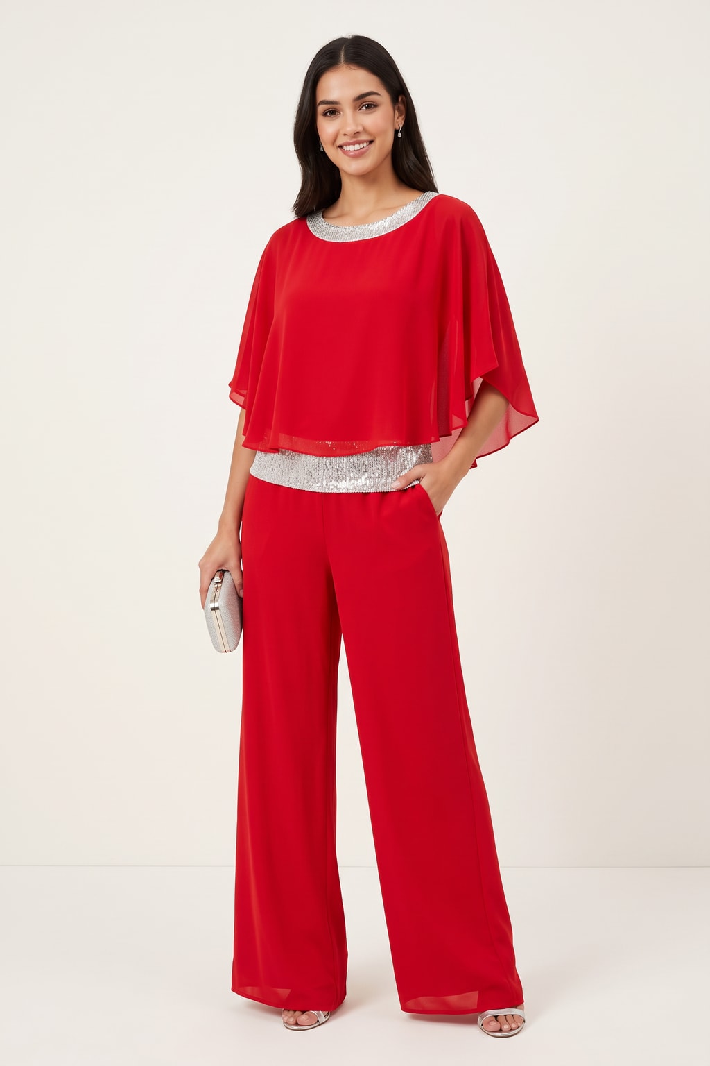 Elegant Polyester Two Piece Set With Wide-Leg Pants - 11