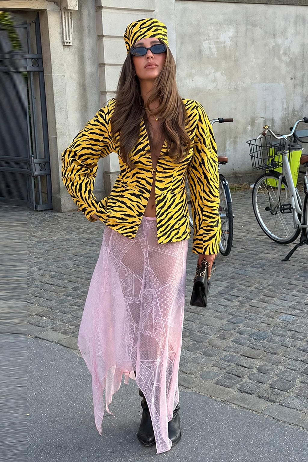 Jacket Cropped Tiger Print Stand Collar - 3