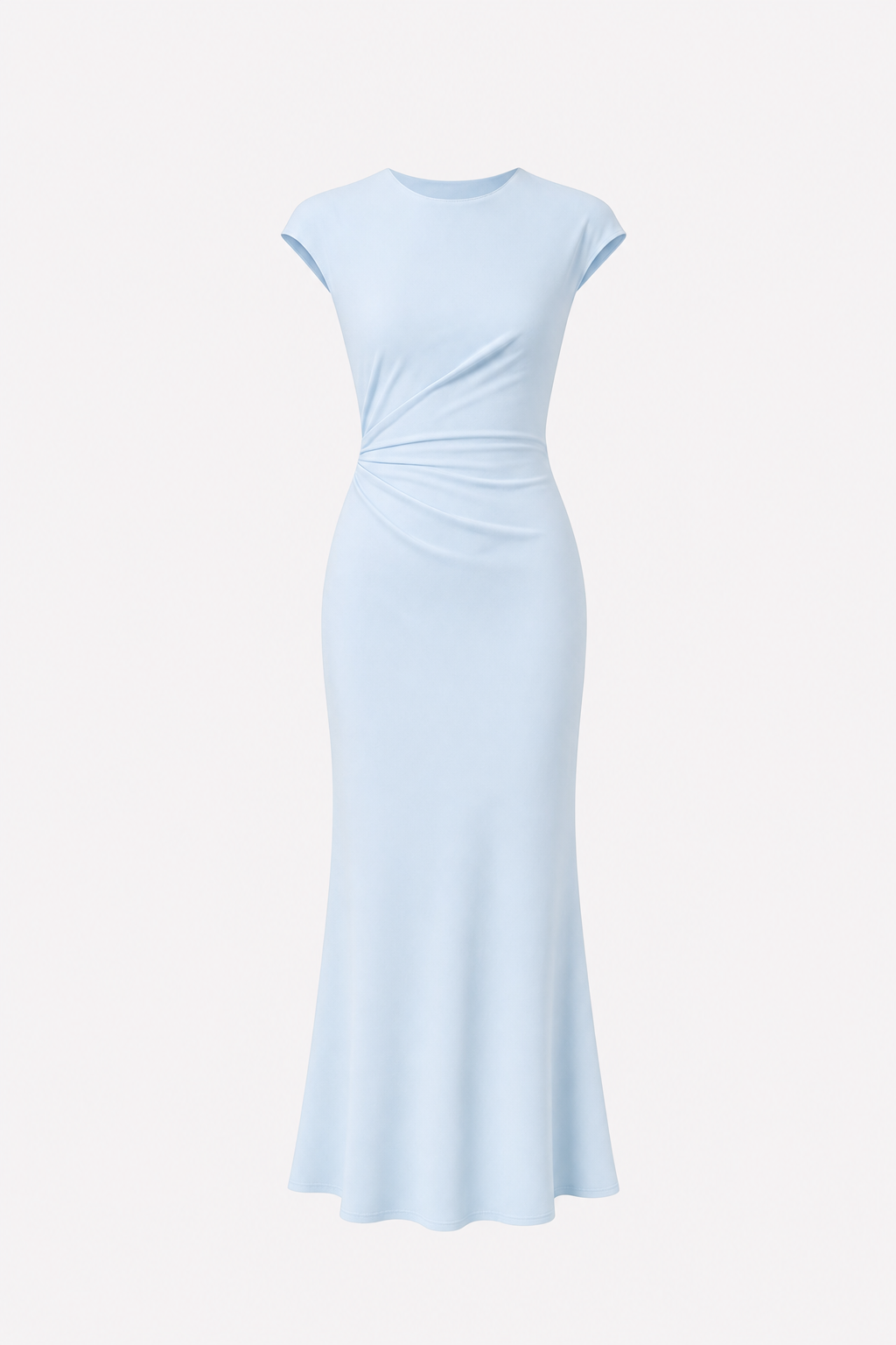 Satin ruched midi dress with cap sleeves - view 6