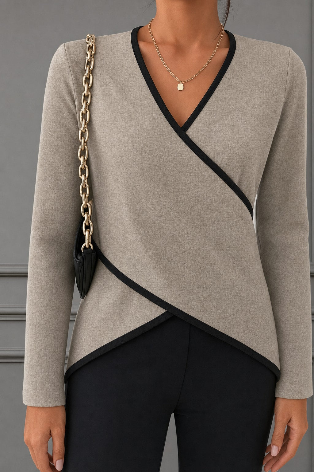 Knit V-Neck Fitted Sweater for Women - 5