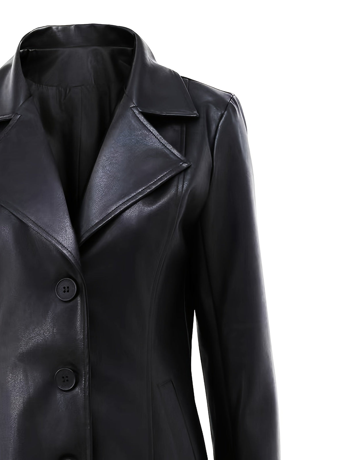 Black tailored mid-length A-line coat - view 6
