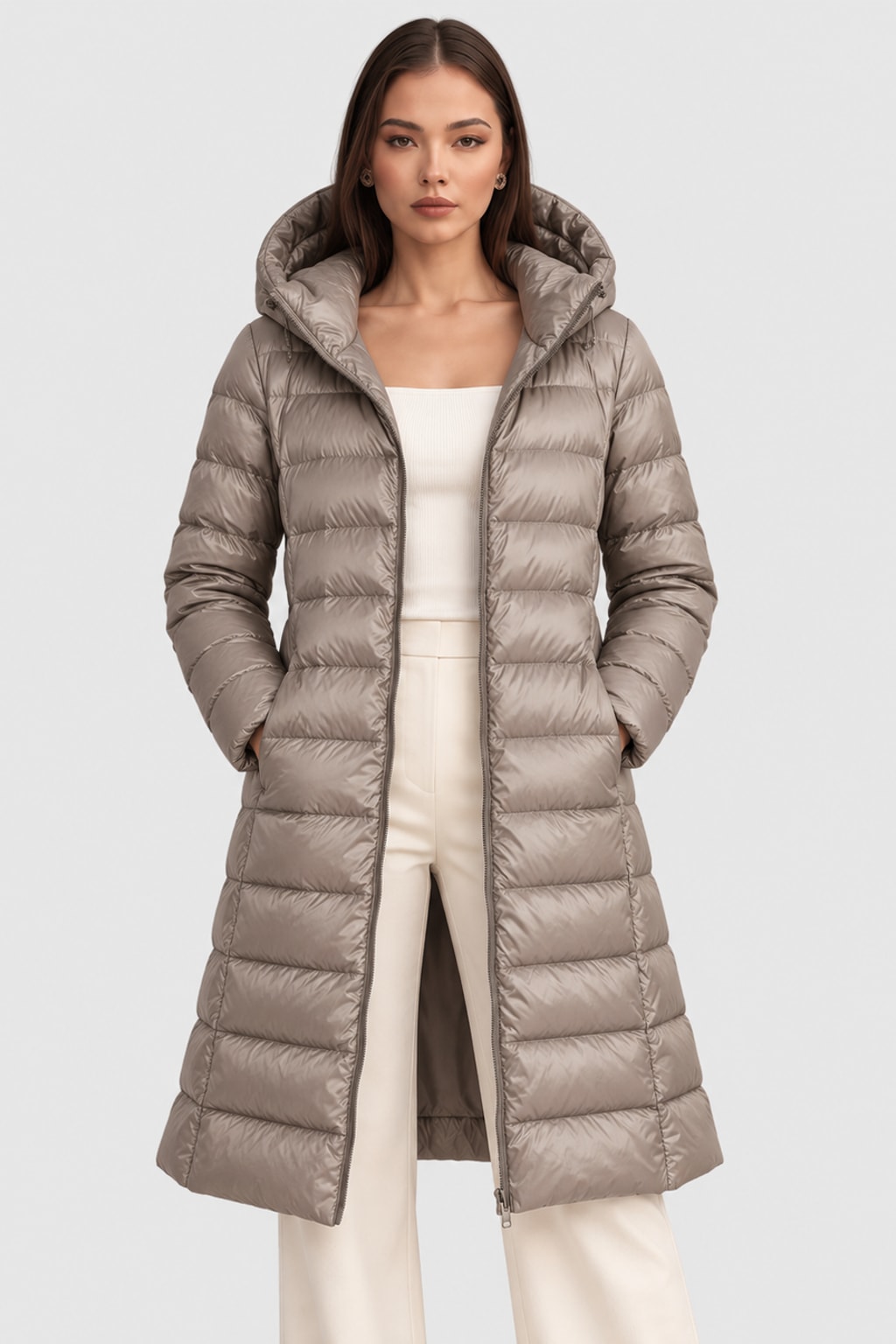 Quilted Outerwear Puffer Jacket With Hood - 4