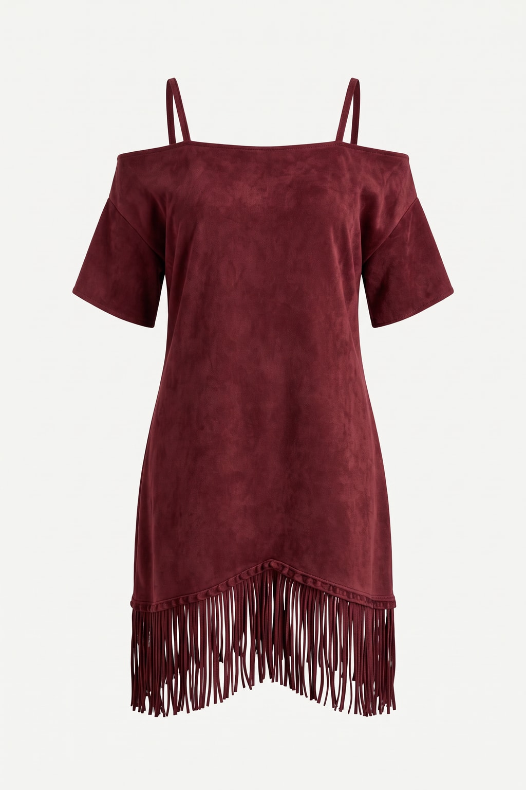Polyester Fringe Off-Shoulder Mini Dress - 1