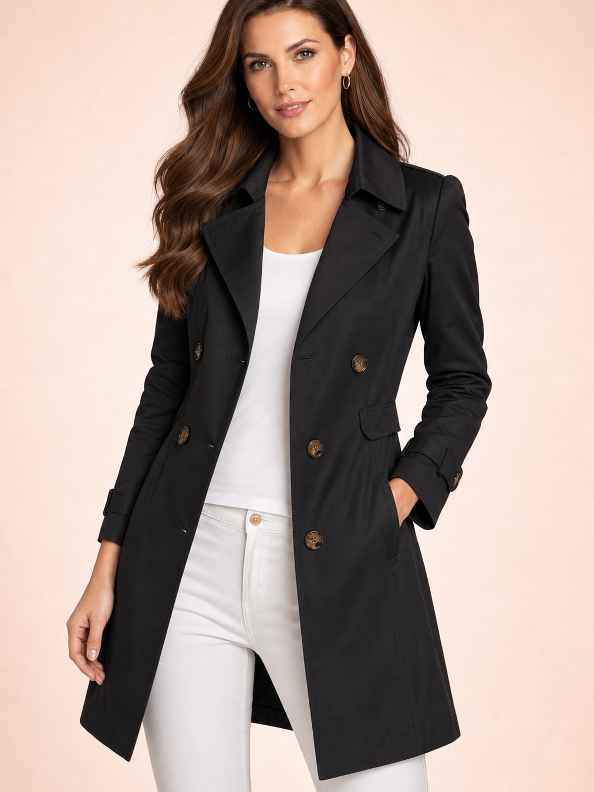 Women's Trench Coat Tailored Fit for Spring & Fall Layering - 4