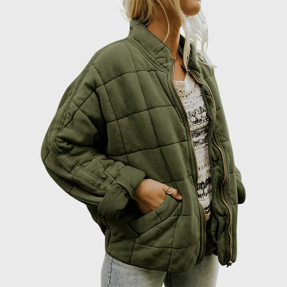 Quilted puffer jacket with high funnel neck - view 2