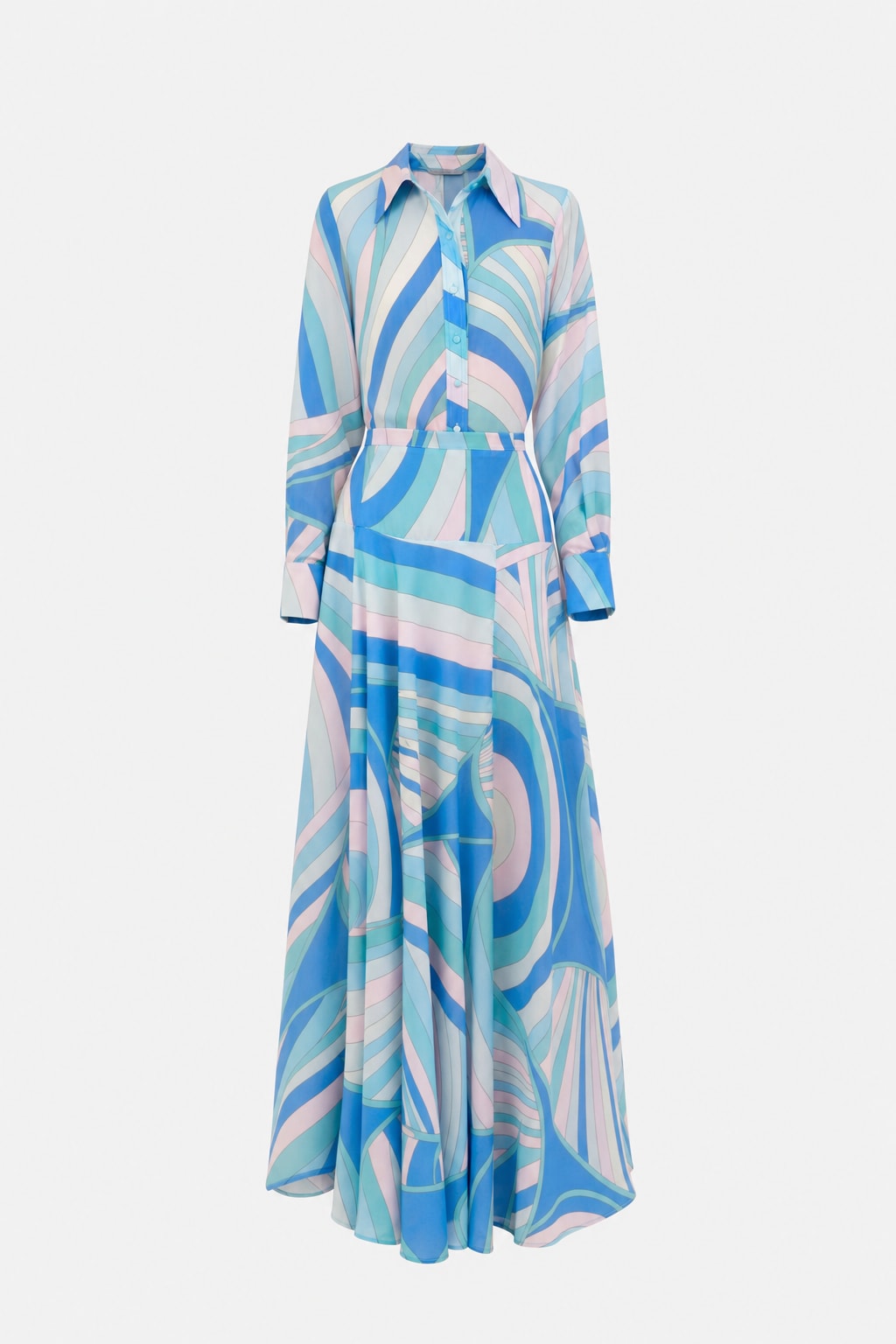 Terylene Two-Piece Shirt & Skirt Set With Abstract Print - 1