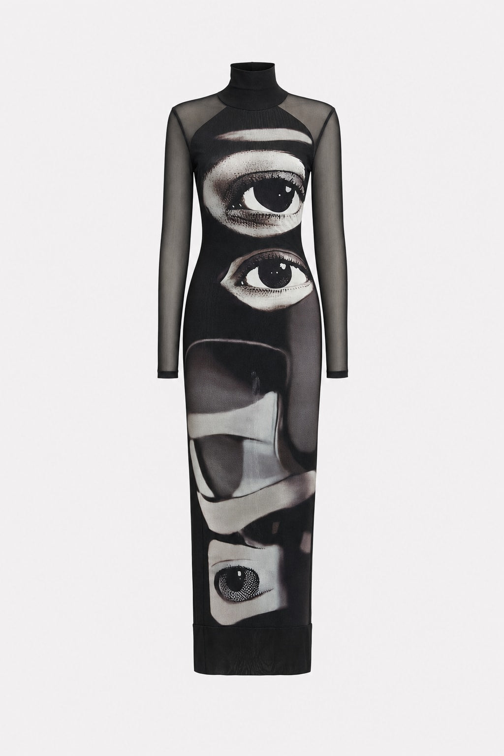 Black Mesh Eye Print Maxi Dress - 1
