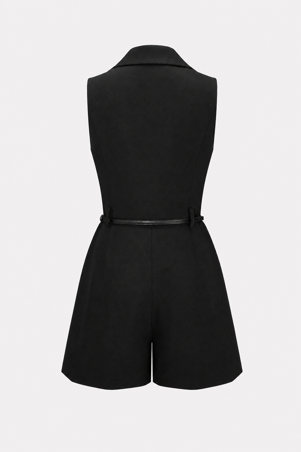 Black woven belted blazer romper - view 5