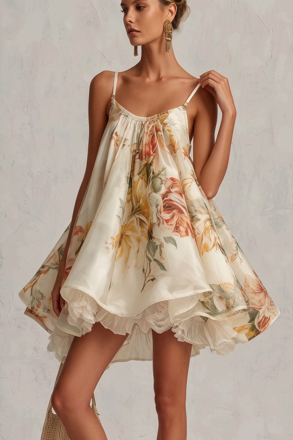 Polyester Sleeveless Camisole Dress With Puffy Skirt - 3