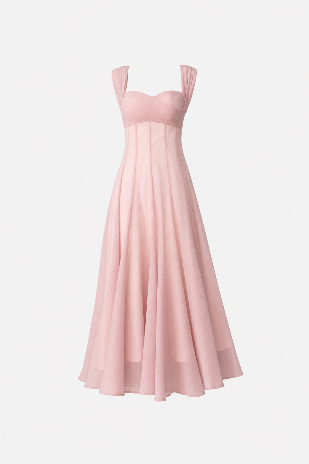 Pink Sweetheart Neckline Tulle Maxi Dress