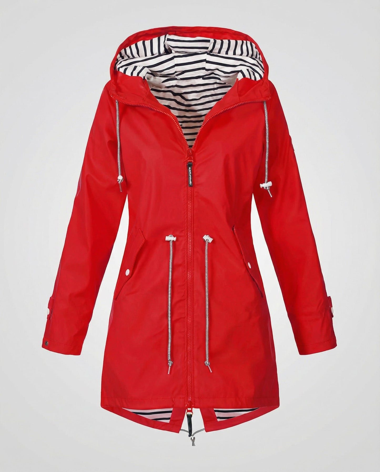 Water repellent hooded rain jacket with drawstring waist - view 9