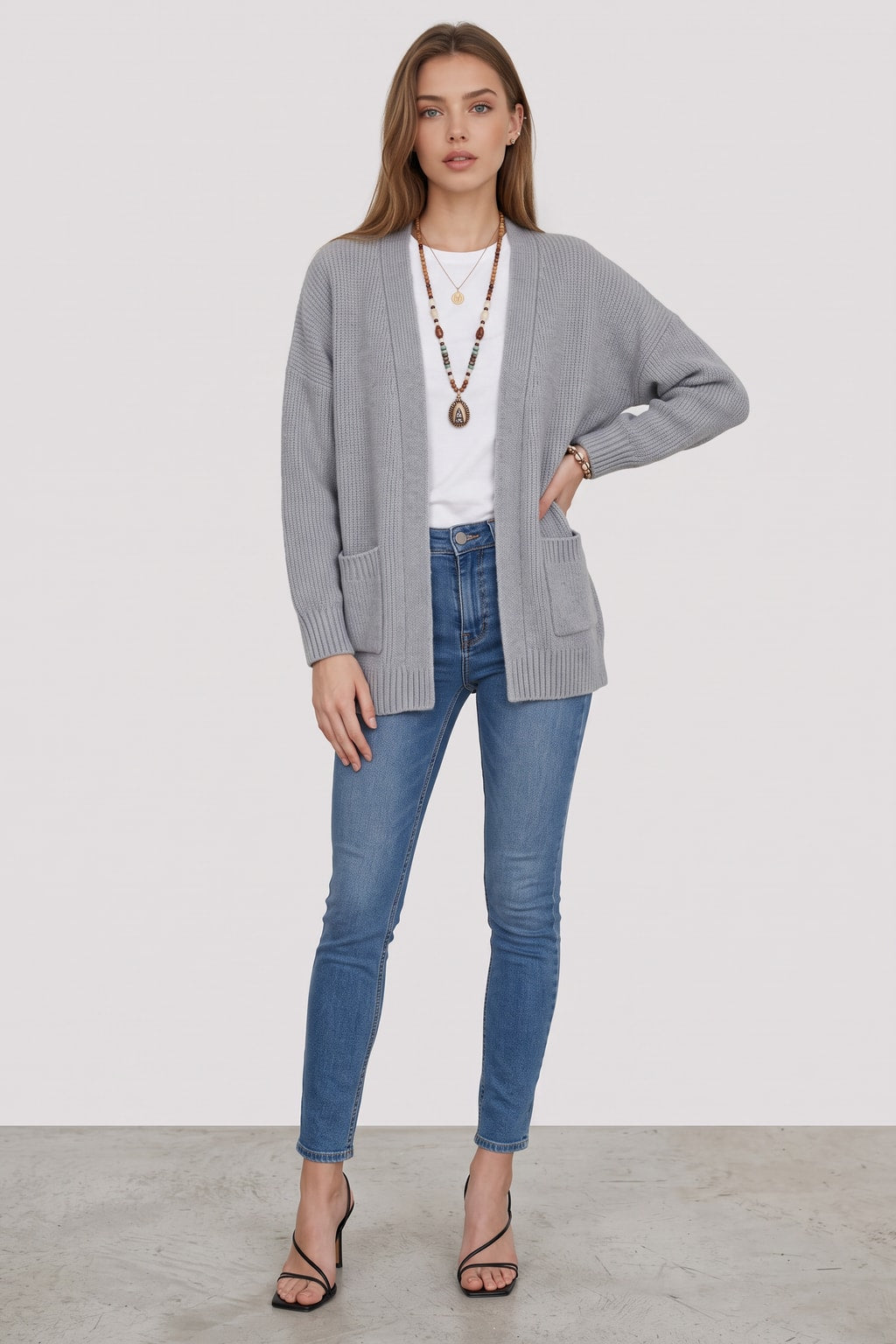 Cotton Blend Relaxed Open-Front Cardigan - 3