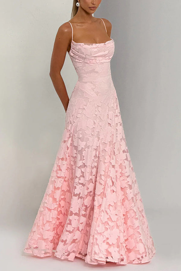 Floral Burnout Jersey Maxi Dress, Lace-Up Back - view 5