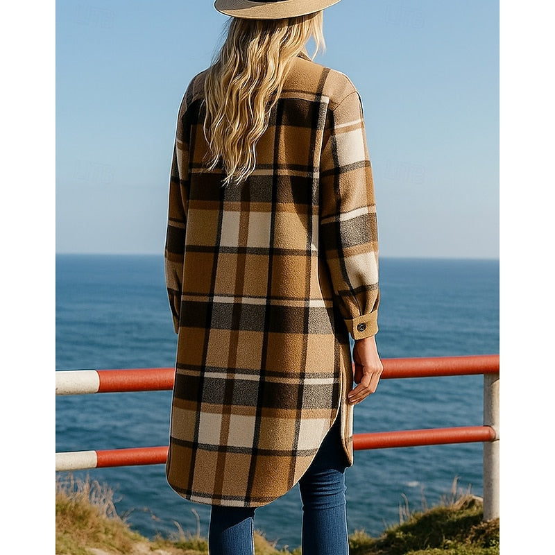 Longline Checked Coat - view 3