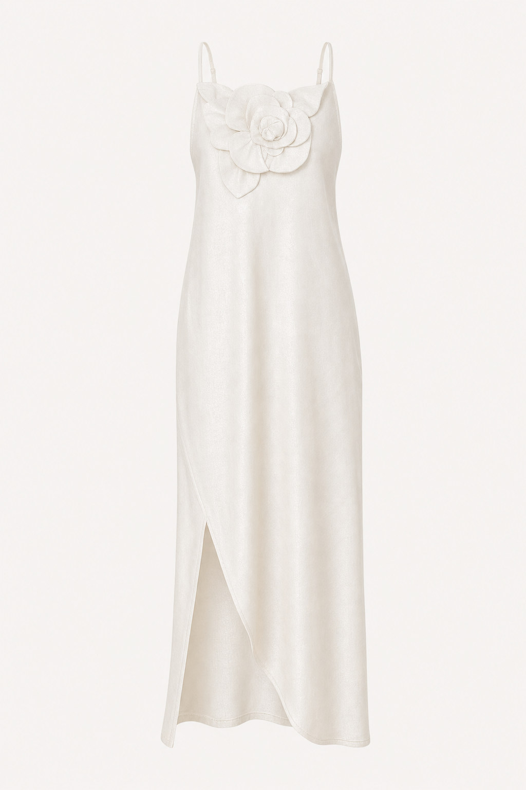 Square Neck Linen Maxi Dress With Side Slit