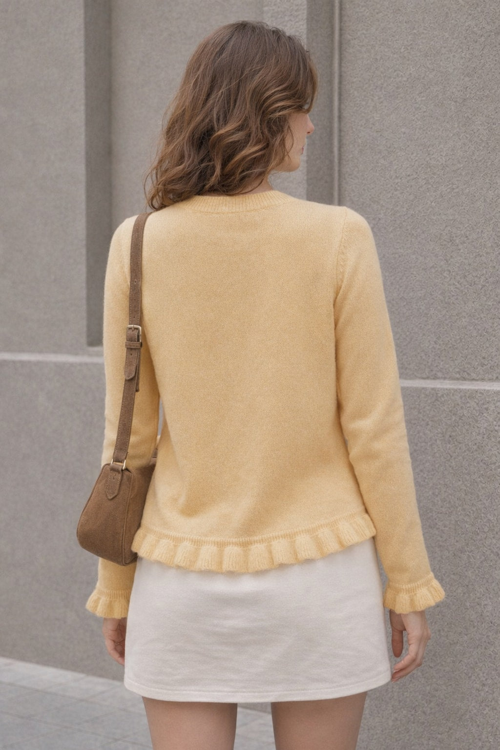 Polyester Knit Cardigan With Poet Sleeves - 3