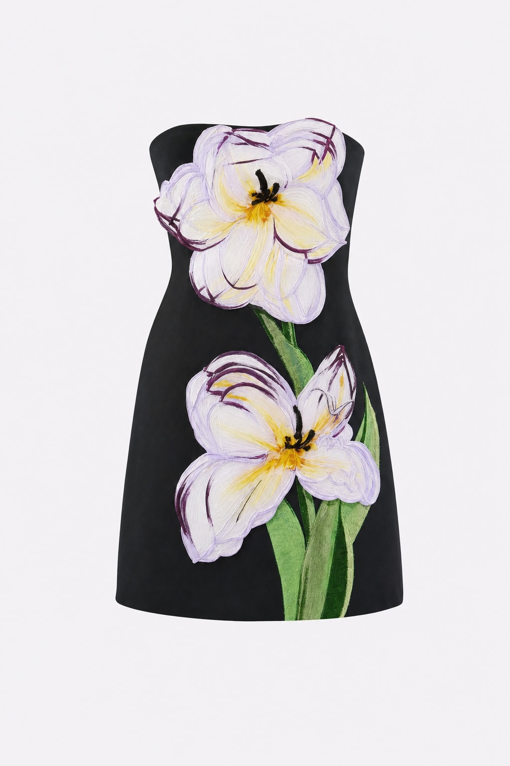 Chic Black Cotton-Blend Floral A-Line Mini Dress - 1