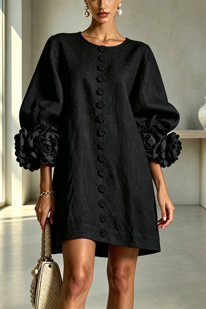 Linen Blend Button-Down Mini Dress - view 4