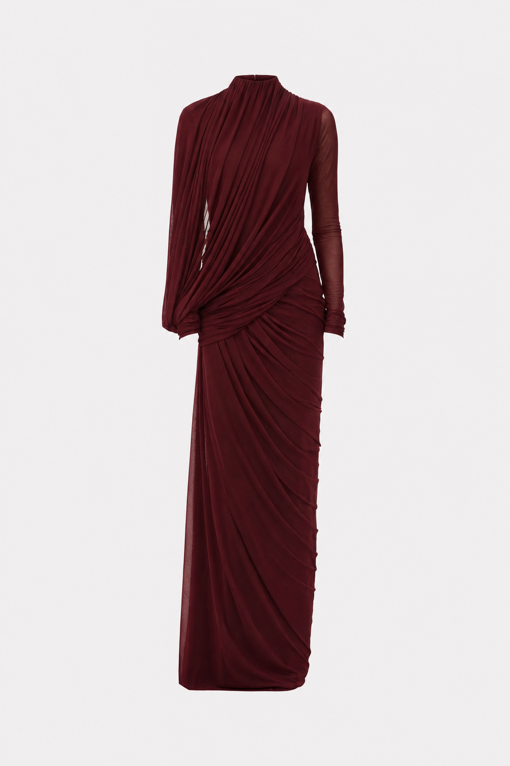 High Neck Maxi Dress with Asymmetric Drape - view 6