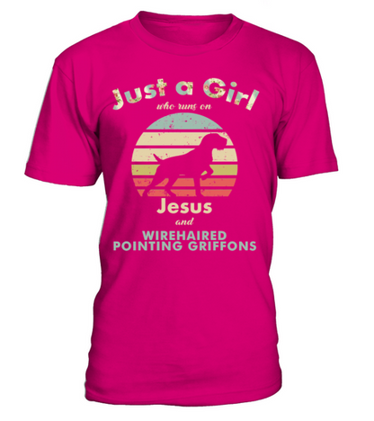 Dog Just A Girl Who Runs On Jesus And Wirehaired P T-Shirt - Dark Pink