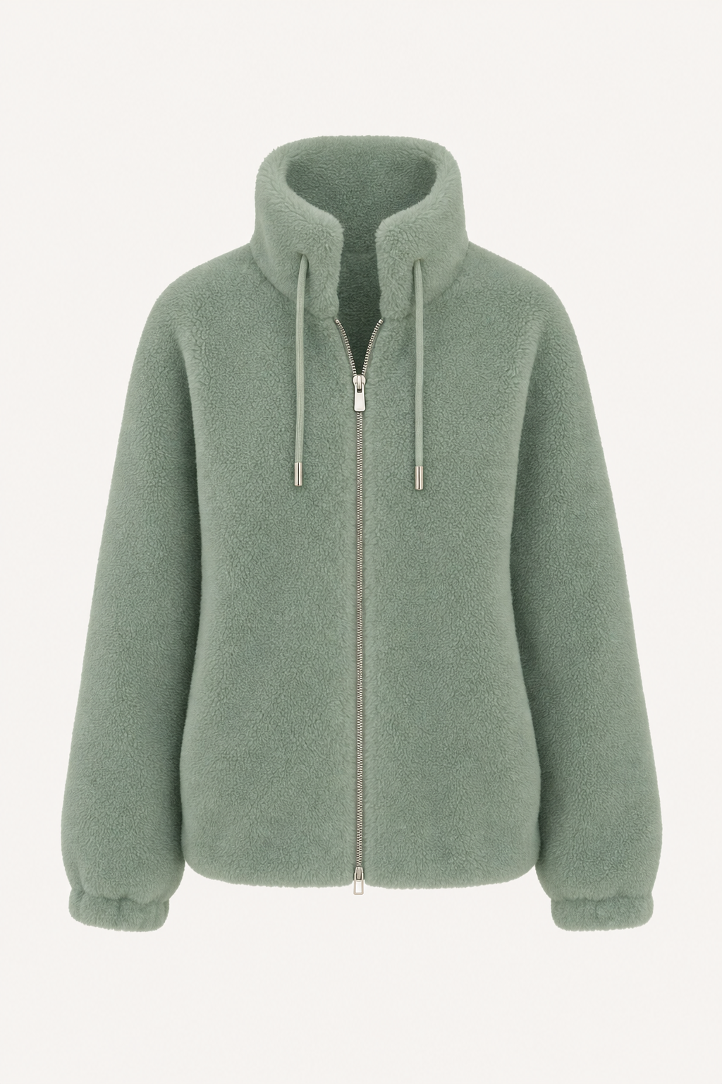 Full-Zip Fleece Coat with Stand Collar