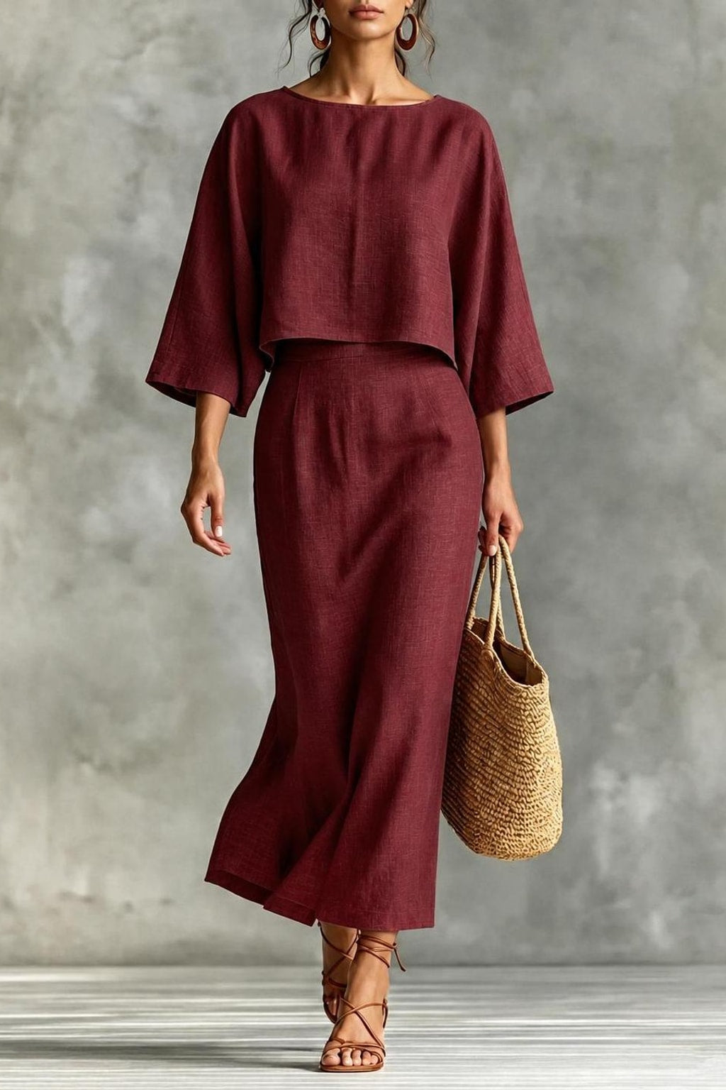 Polyester Two Piece Set With Round Neck - 3