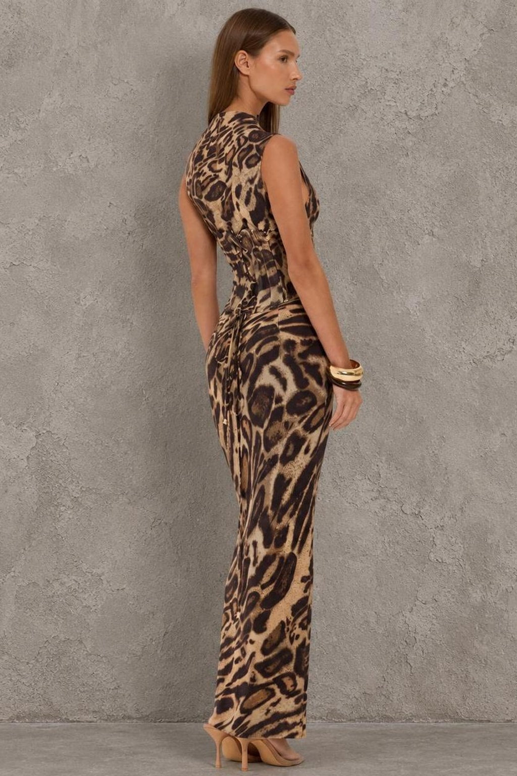 Leopard Print Bodycon Maxi Dress - 3