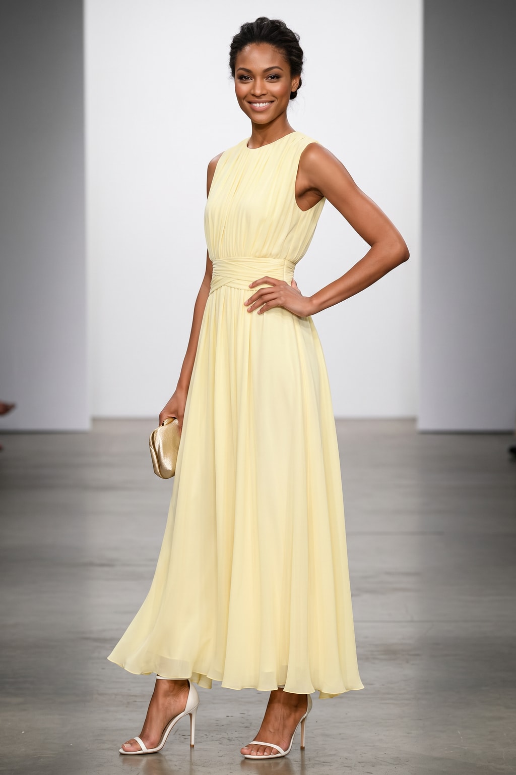 Chiffon Maxi Dress With Ruched A-Line Silhouette - 2