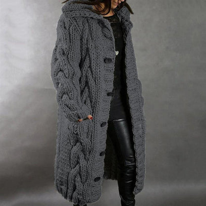 Cable Knit Longline Hooded Coat - view 6
