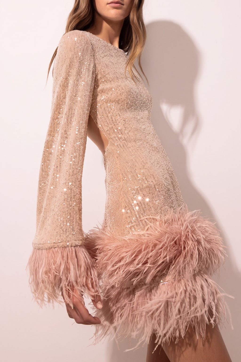 Polyester Sequin Dress With Backless Cut - 3