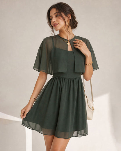 Green Sweetheart Chiffon Mini Dress - view 5