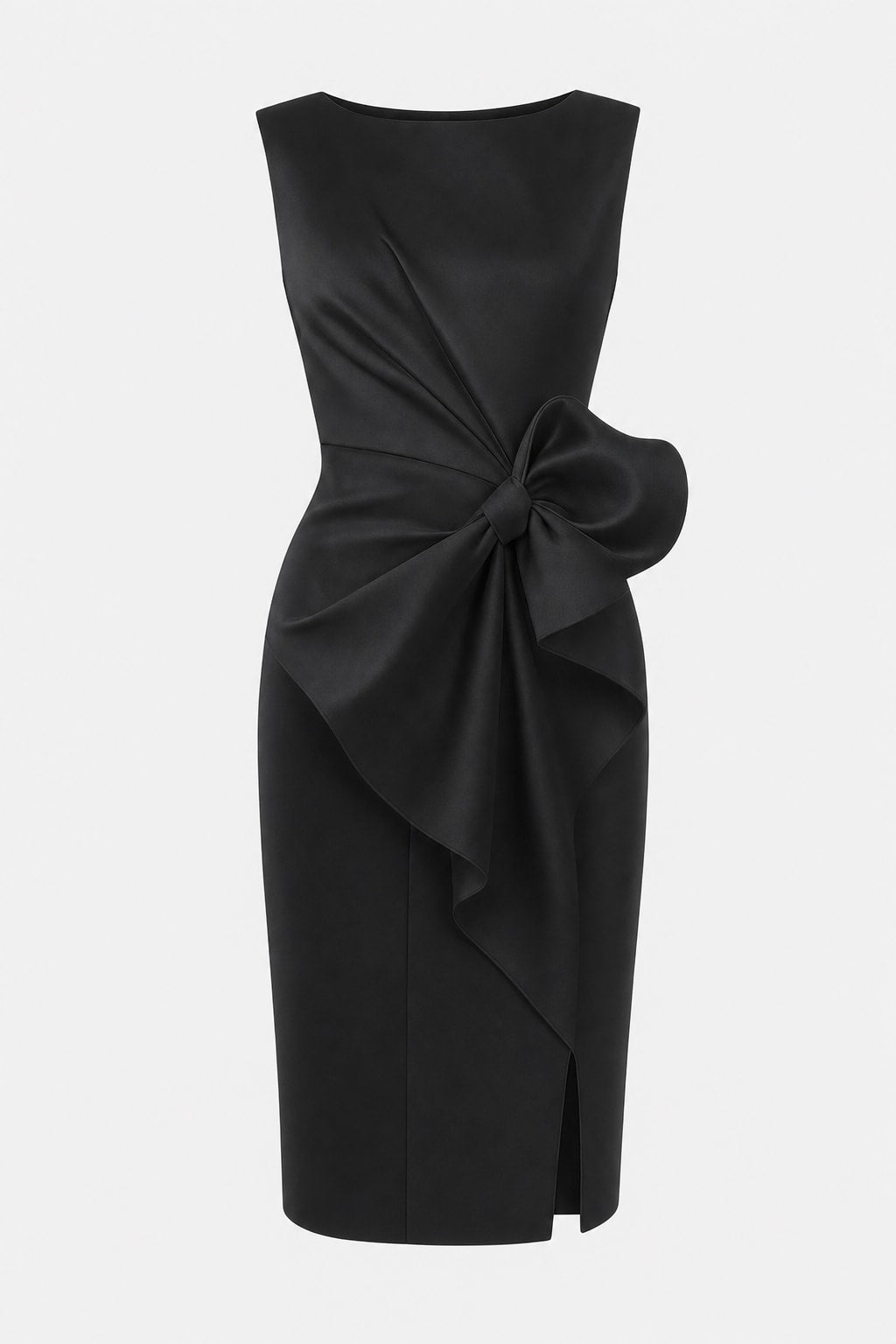 Elegant Polyester Sleeveless Mini Dress With Bow Detail - 1