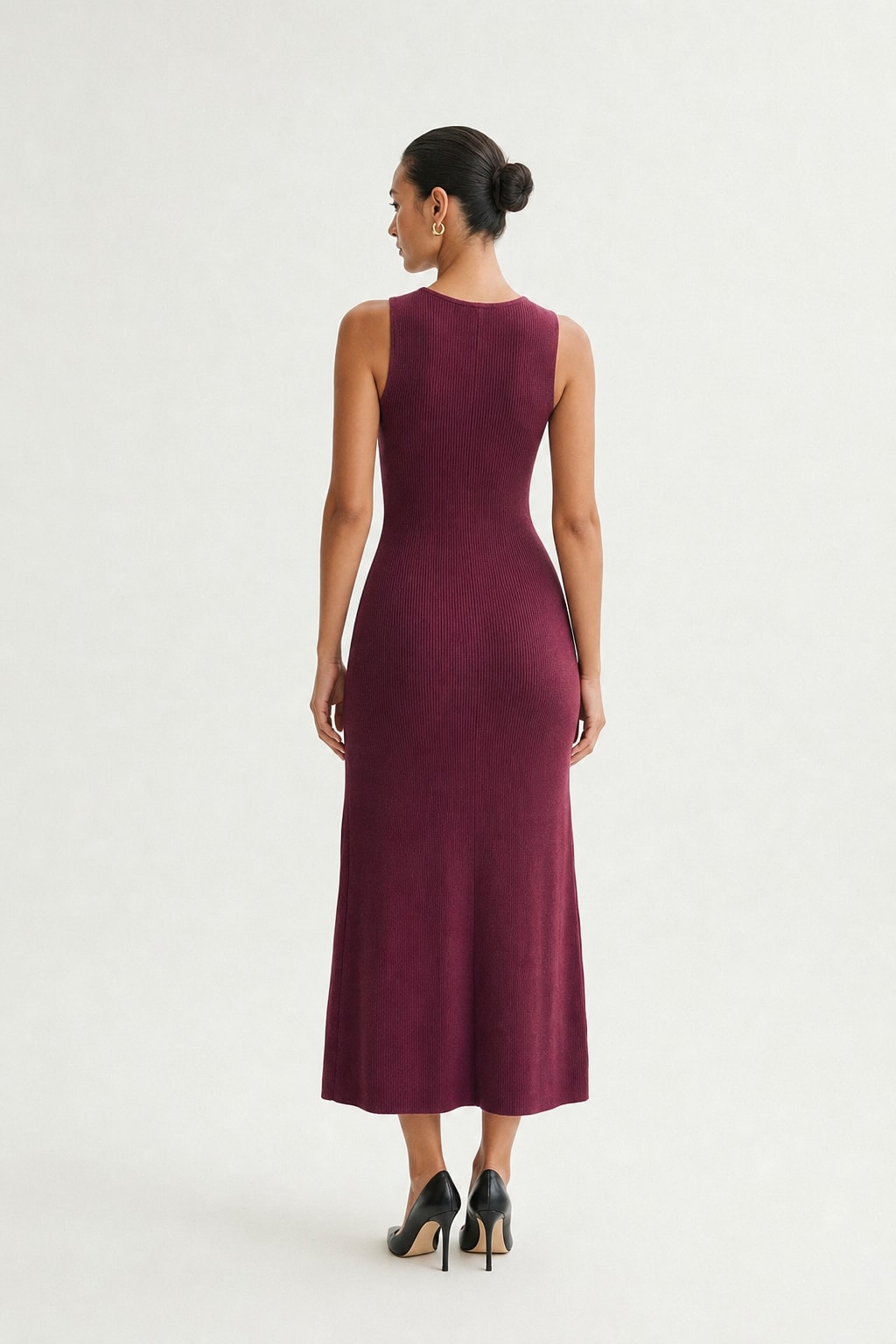Wool Blend Knit Sweater Dress With Tailored Waist - 3