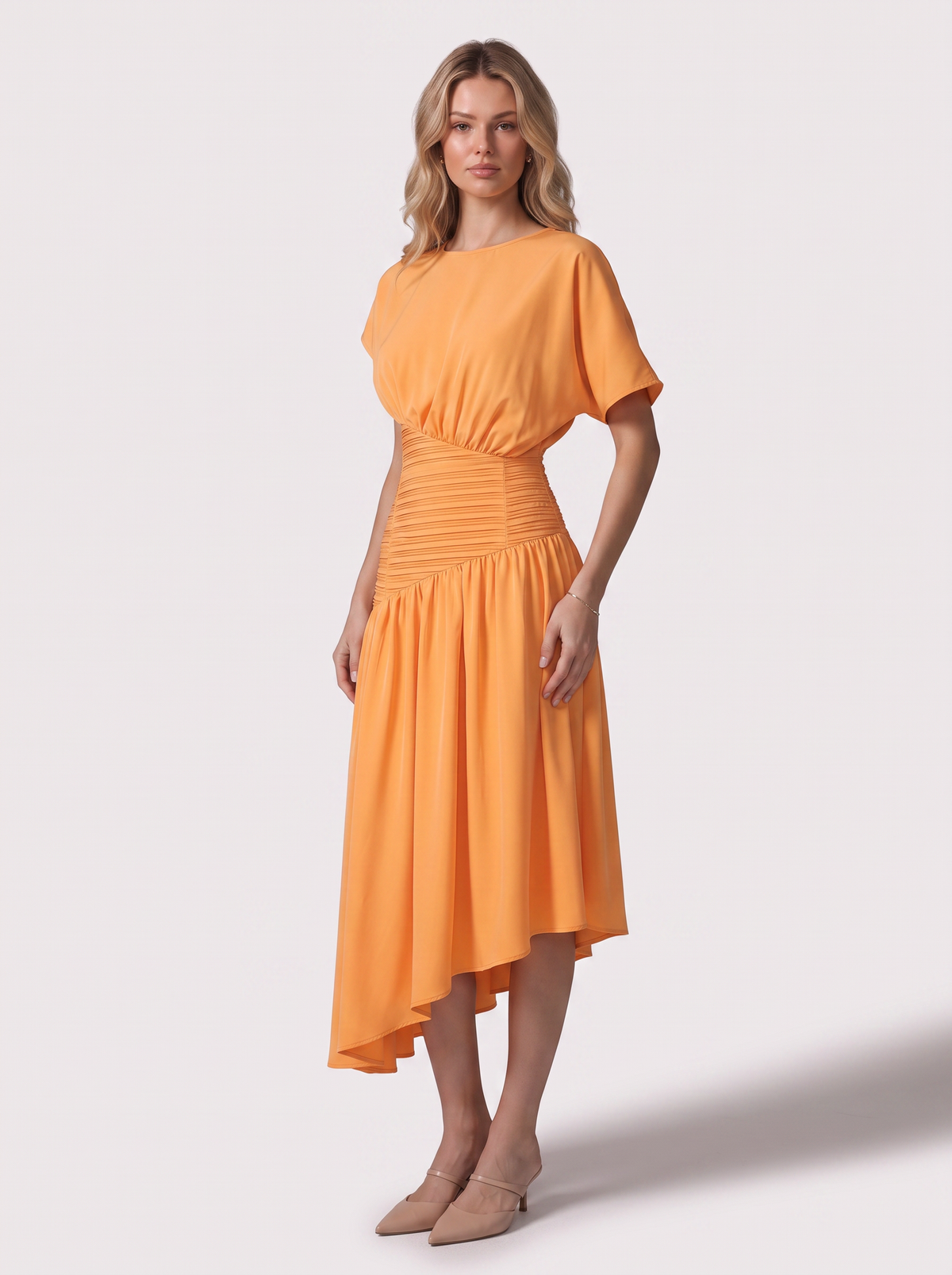 Asymmetric Sleeve Midi Dress - view 2