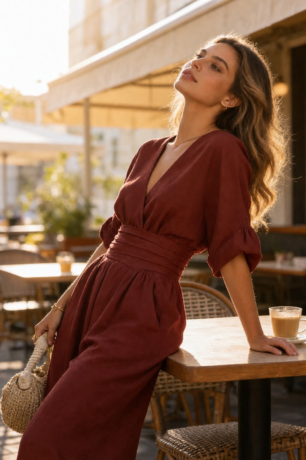 Women's Wide-Leg V-Neck Jumpsuit - 7