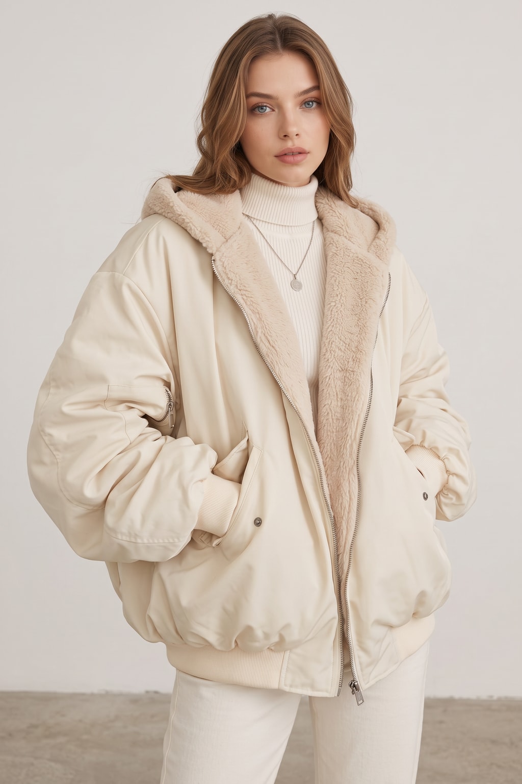 Oversized Bomber Jacket With Hooded Utility Style - 3